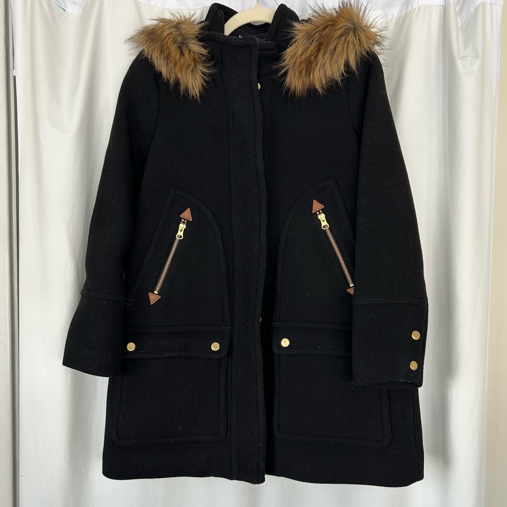 J. Crew Chateau Parka Black Jacket With Nella Gori Stadium Cloth